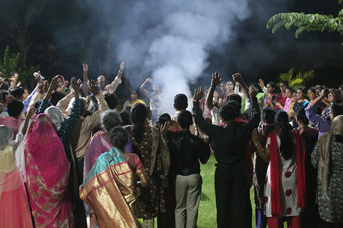 People thronged into the Night Vigil held at Prayer center by Grace Minstry in Mangalore here on Sep 2, 2017. Many received countless miracles, healing, and deliverance. 